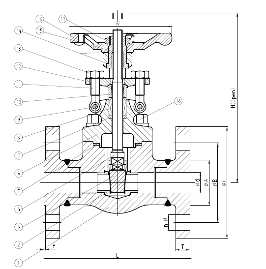 304 Stainless Steel Gate Valve, 150 LB, Integral Flanged, Full Port