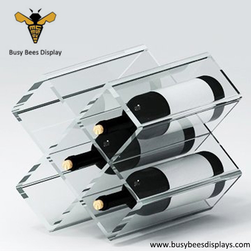 5 Bottle Acrylic Wine Display, Wine Rack, and Wine Display Stand