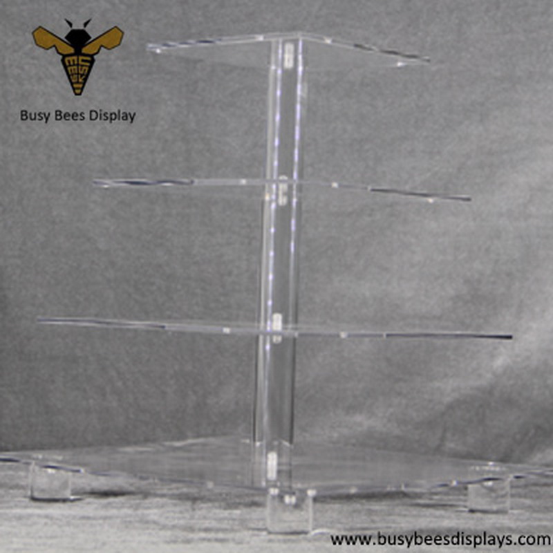 High Quality 4 Tier Square Clear Dessert Cupcake Display Stand