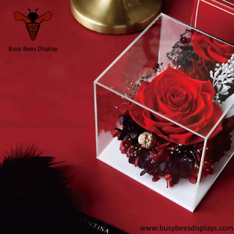 Best Selling Clear Acrylic Rose Flower Packaging Holder with Holes