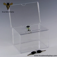 Clear Acrylic Storage Bin, Money Collection and Coin Donation Boxes