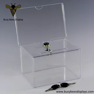Clear Acrylic Storage Bin, Money Collection and Coin Donation Boxes