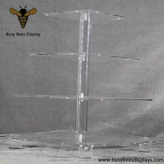 High Quality 4 Tier Square Clear Dessert Cupcake Display Stand