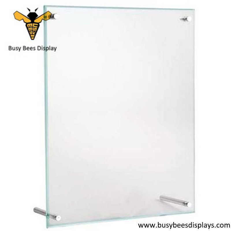 Square Wall Mounted Acrylic Photo Frame and Tag Display Stand