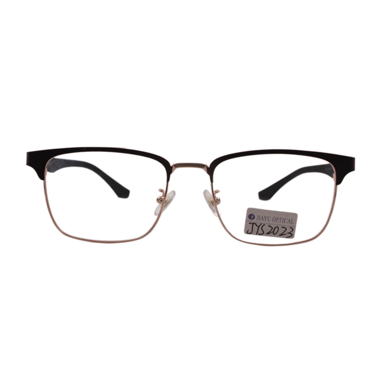 Metal Gold Bridge Square Lens Brown Temple Glasses Frames