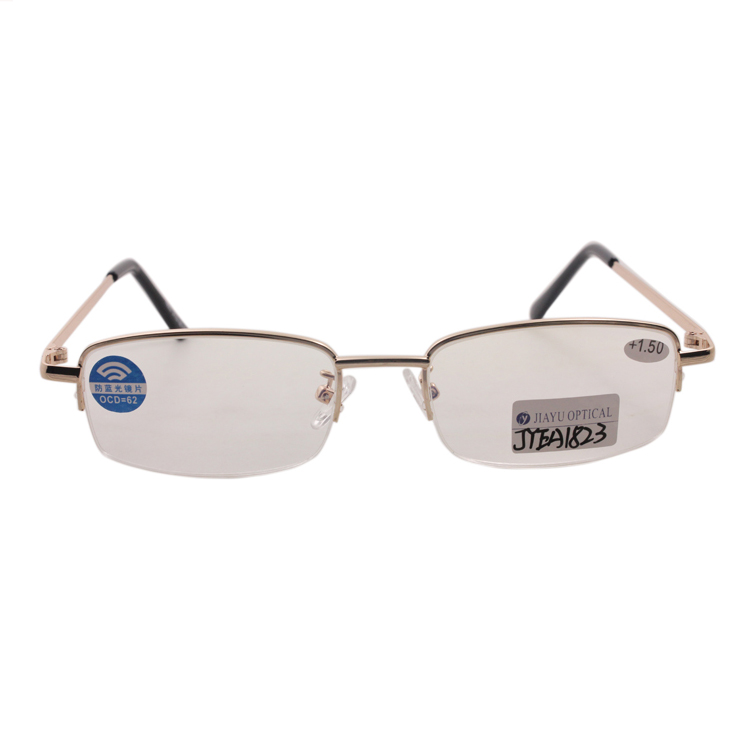 Custom Square Metal Half Frame Unisex Reading Glasses