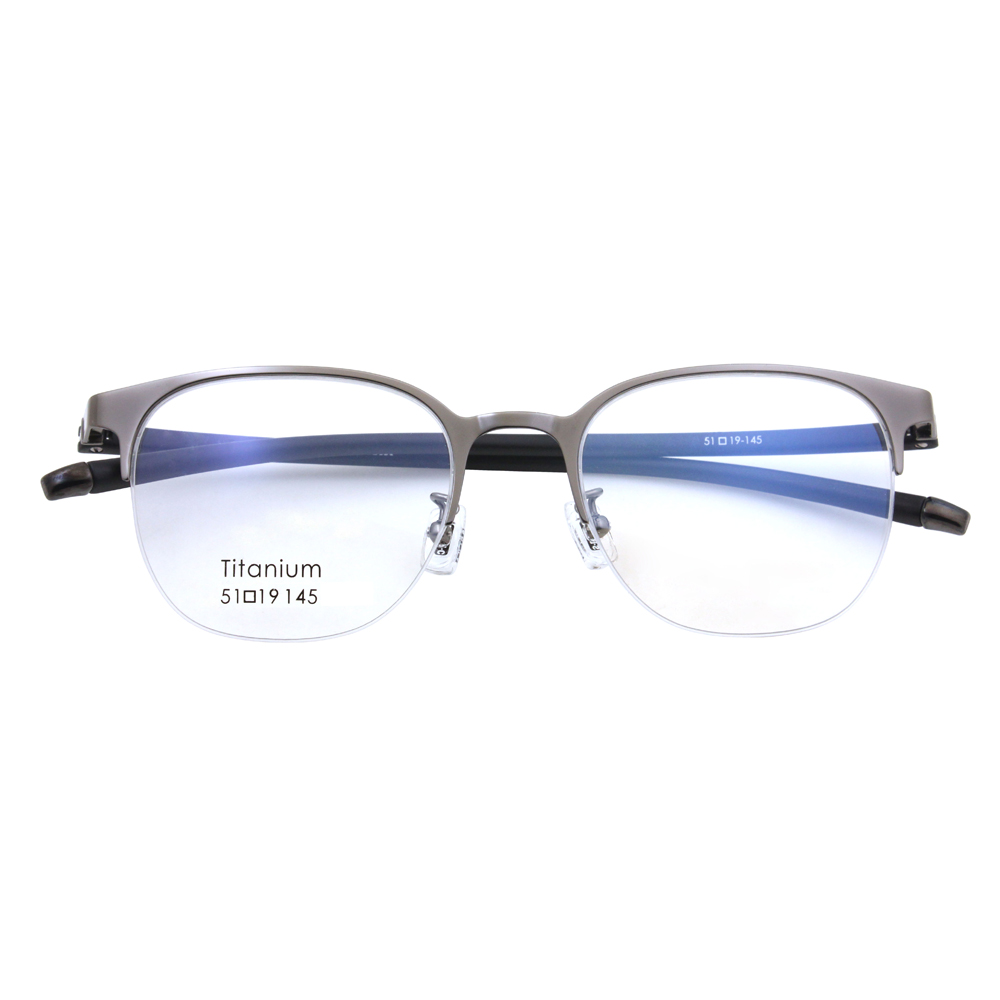 Half Frame Round Classic Anti Blue Light Titanium Glasses