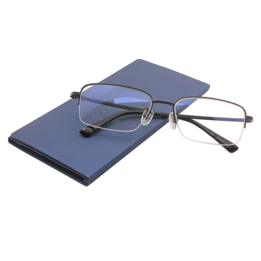 Half Frame Square Black Titanium Glasses