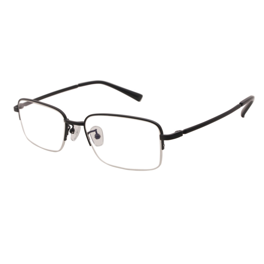 Half Frame Square Custom Logo Black Titanium Optical Frame