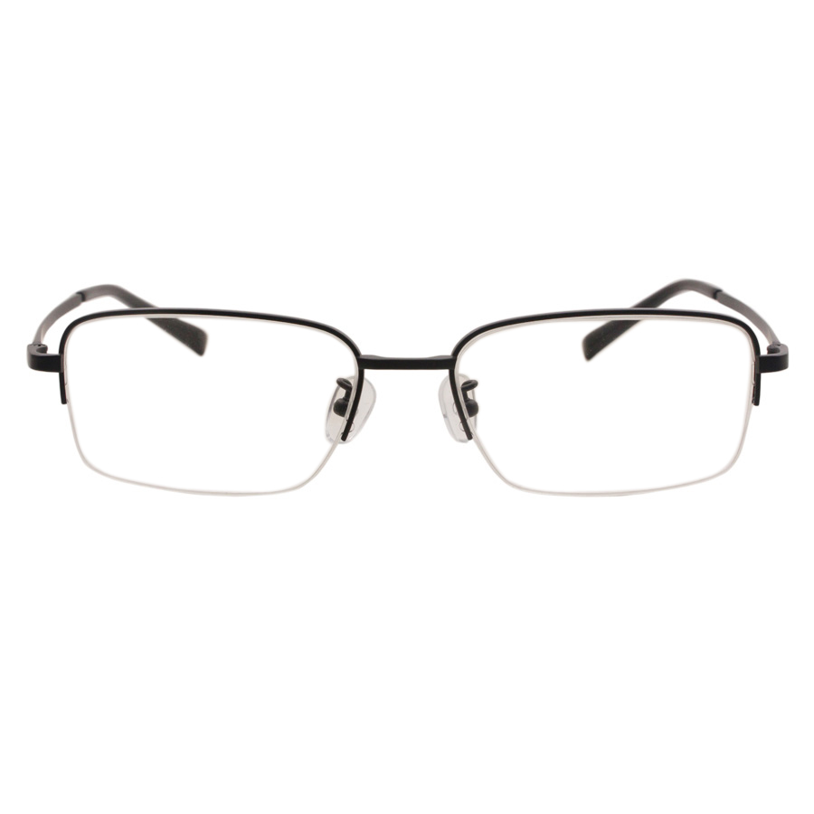 Half Frame Square Custom Logo Black Titanium Optical Frame