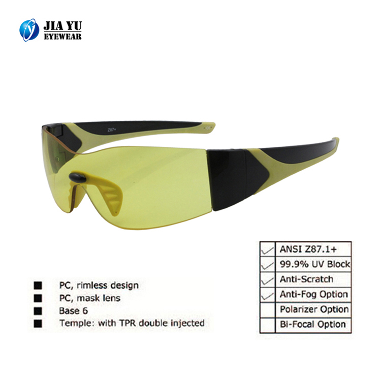 Ansi z87.1 uv Block Rimless Design Work Protective Safety Glasses Yellow