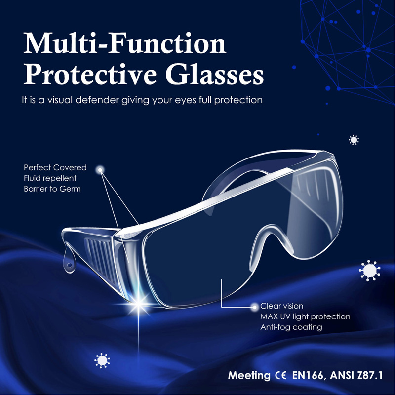 Safety Glasses Anti Virus Anti Saliva Clear PC Frame Anti Impact  Ansi z87.1 Medical Safety Goggles