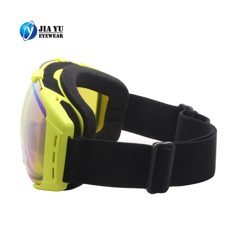 Anti Fog Ski Sunglasses Yellow Frame Custom Safety Snowboarding Goggles With Adjustable Strap