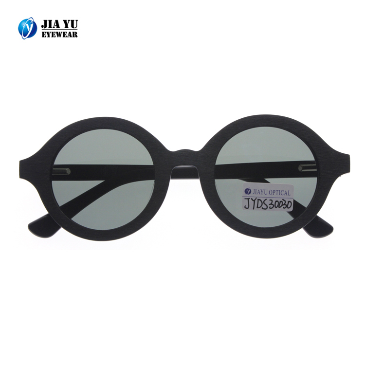 Classic Black Round Sunglasses with Spring Hinge Polarized Acetate Sunglasses