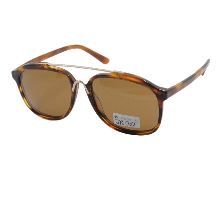 Custom Logo Unisex High Grade Double Metal Bridge Vintage Acetate Sunglasses