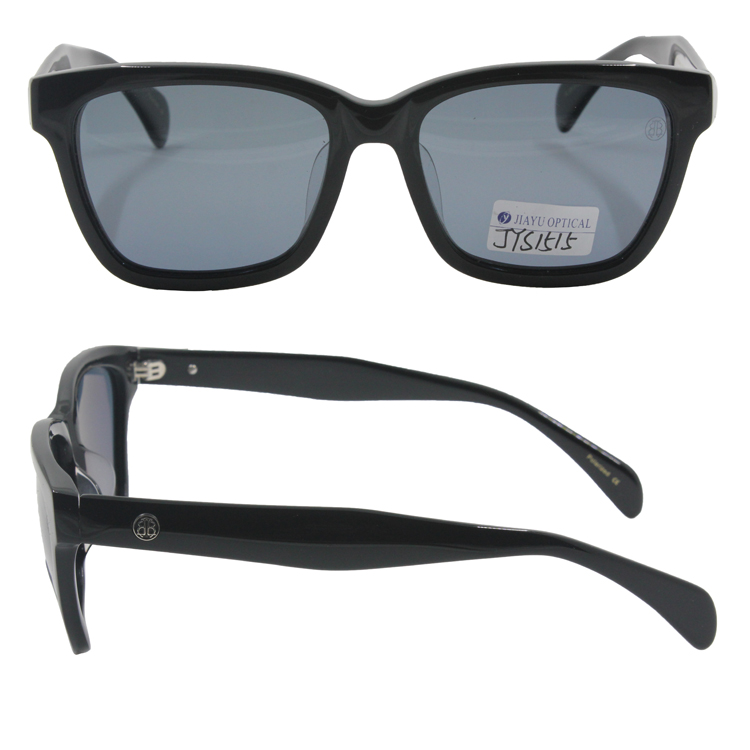Factory Custom Logo OEM UV400 Polarized Man Black Square Acetate Sunglasses