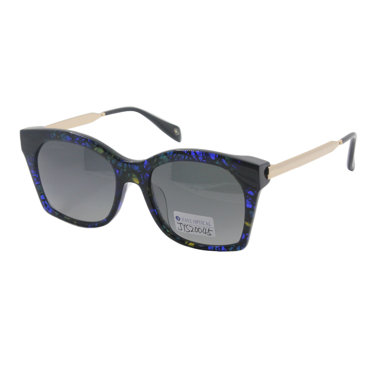 Fashion Women Custom Logo Metal Arms Design Sun Glasses Polarized Sunglasses Acetate