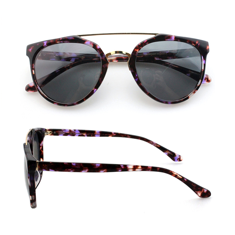 Good Quality Double Bridge Retro Men Mirrored Acetate Sunglasses