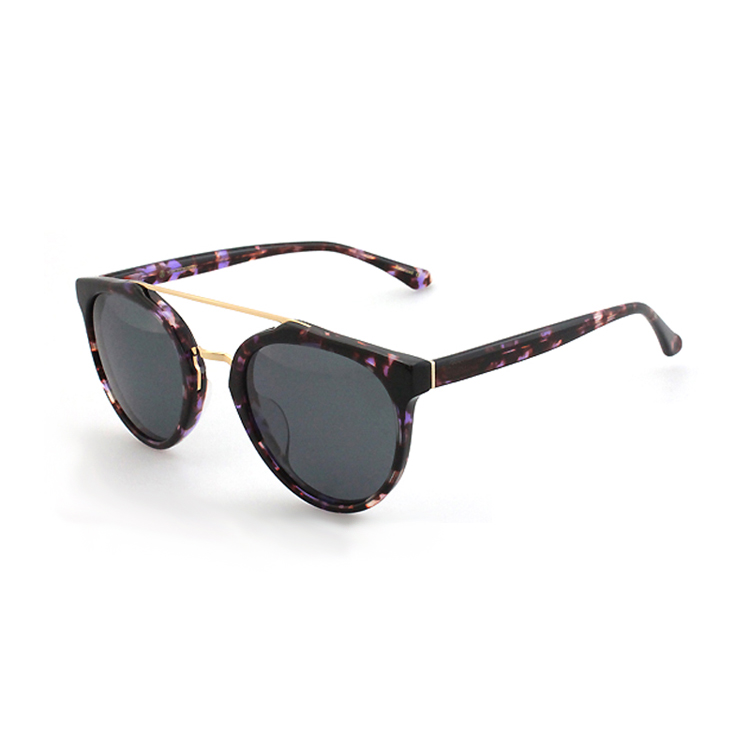 Good Quality Double Bridge Retro Men Mirrored Acetate Sunglasses
