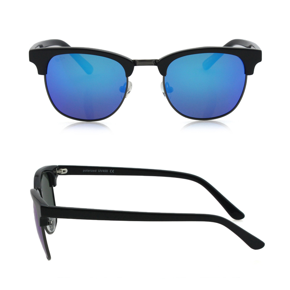 High Quality Fashionable Round Mirrored Lenses Designer Handmade Acetate Sunglasses for Men