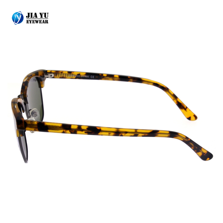 High Quality Retro CE UV400 Polarized Handmade Acetate Half Frame Sunglasses