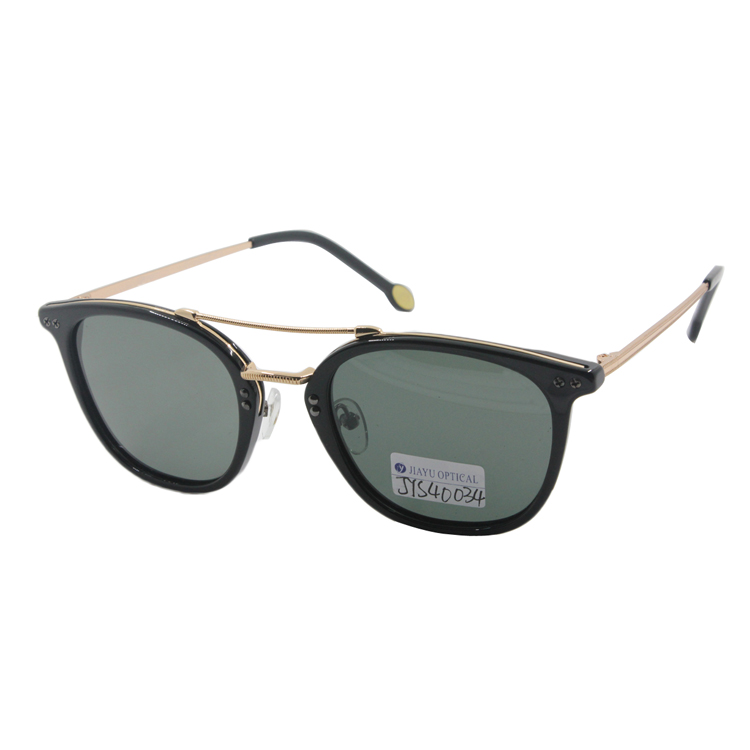 Hot Sale Round Handmade Double Meatal Bridge Acetate Polarized Sunglasses for Men