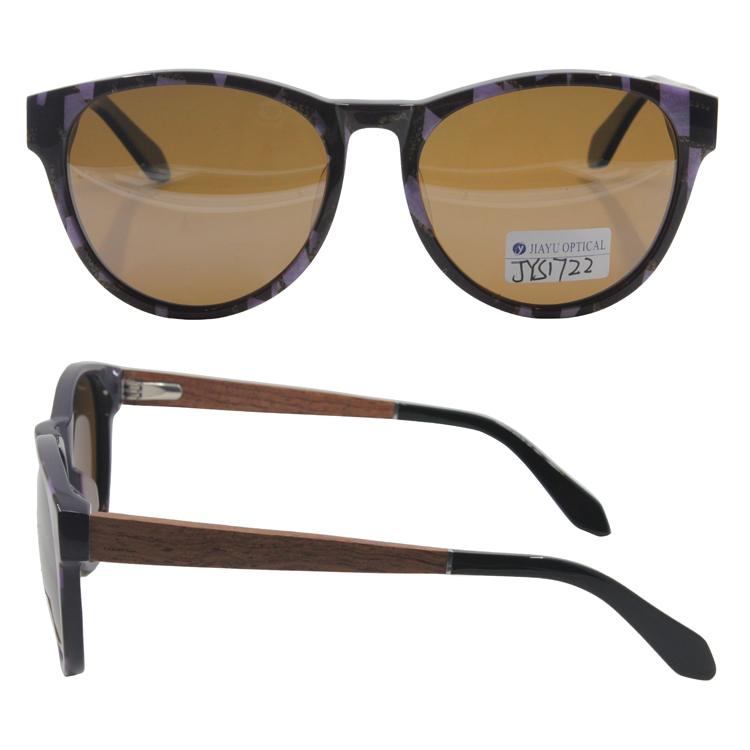 Manufacturers Hand Made Women Brown Round Eyewear Acetate Wood Sunglasses