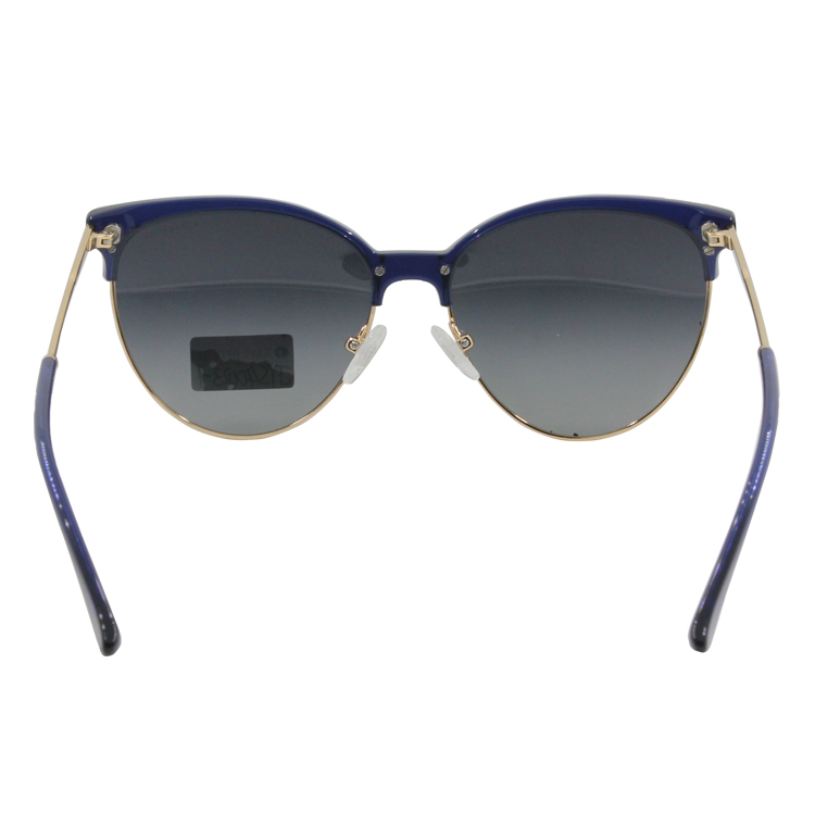 Metal Temple Half Frame Custom Acetate Sunglasses Cat Eye Sunglasses With Nose Pad