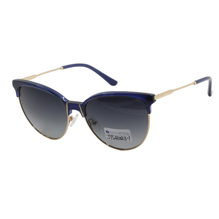 Metal Temple Half Frame Custom Acetate Sunglasses Cat Eye Sunglasses With Nose Pad