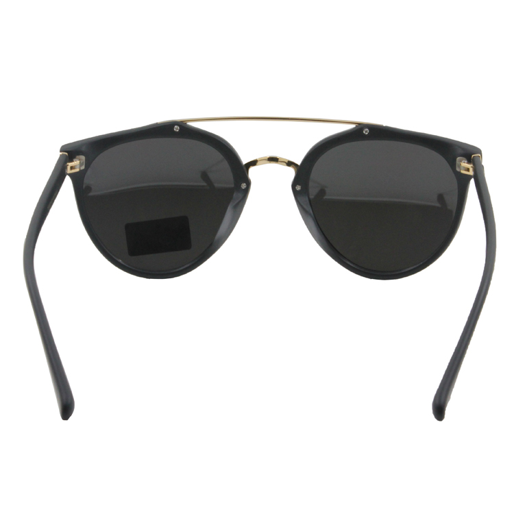 New Designer Black Double Meatal Bridge Handmade Acetate Sunglasses