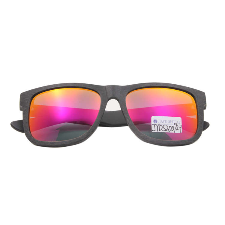 Stock Lot Polarized Red Mirror Lens Brand Engraved Logo Wood Grain Color Hand Made Acetate Sunglasses