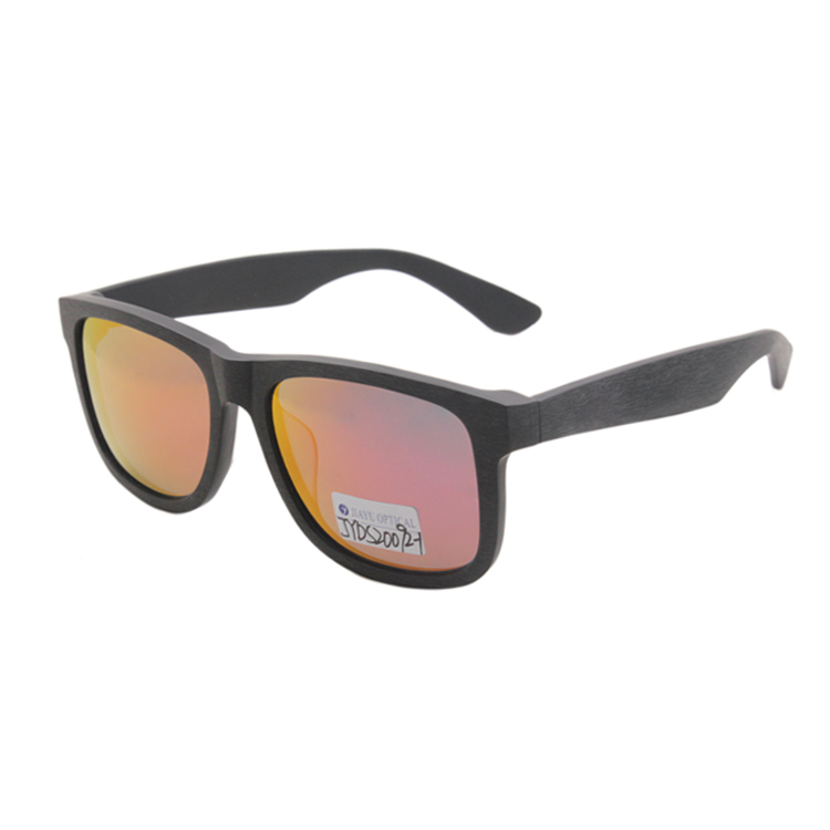 Stock Lot Polarized Red Mirror Lens Brand Engraved Logo Wood Grain Color Hand Made Acetate Sunglasses
