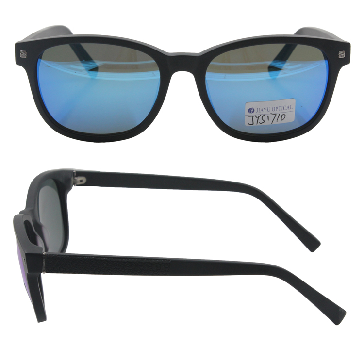 Fashionable Handmade Small Frame Blue Mirror Acetate Sunglasses
