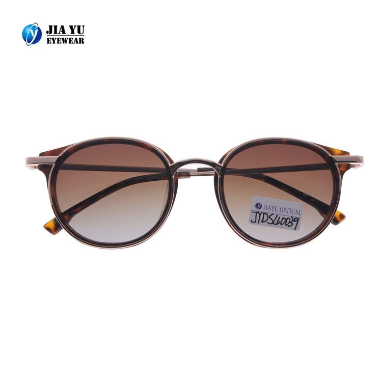 Wholesale High Quality Design Fashion Gradient Metal Rim China Polarized Acetate Sunglasses for Men