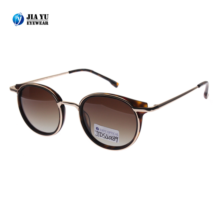Wholesale High Quality Design Fashion Gradient Metal Rim China Polarized Acetate Sunglasses for Men