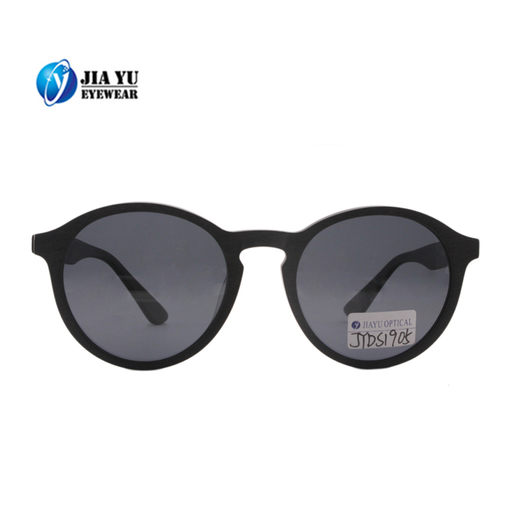 Wood Finishing UV400 Polarized Retro Round Women Acetate Sunglasses