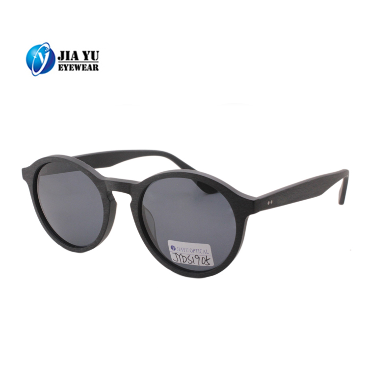 Wood Finishing UV400 Polarized Retro Round Women Acetate Sunglasses