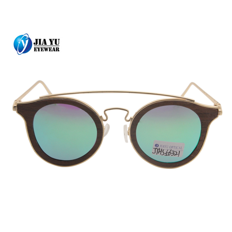 Custom UV400 Protection Mirror Wood Sun Glasses Fashion