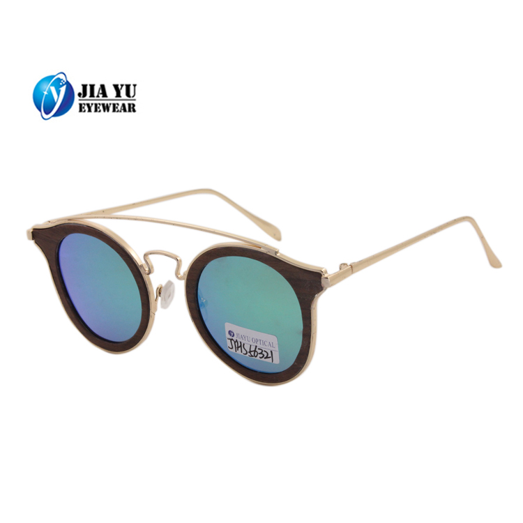 Custom UV400 Protection Mirror Wood Sun Glasses Fashion