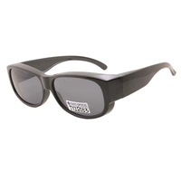 Retro Square Black Oversized Polarized Fit Over Sunglasses