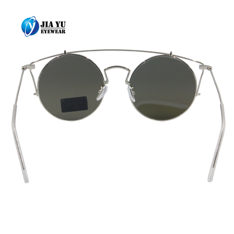 Custom Fashion UV400 Polarized Special Bridge Round Unisex Metal Sunglasses