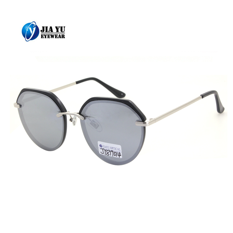 Custom Logo Mirror Lens Polarized Plastic Retro Small Round Polarized Women Sunglasses Metal