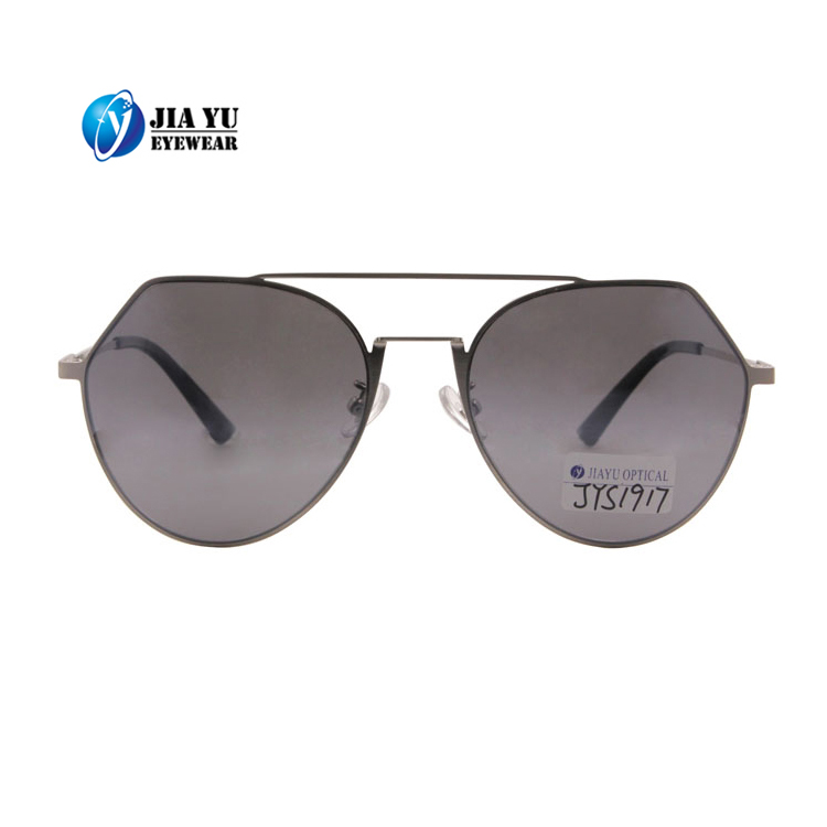 Famous Brand Special Design Fashion Mirrored Lenses Protection Double Bridge Metal Sunglasses
