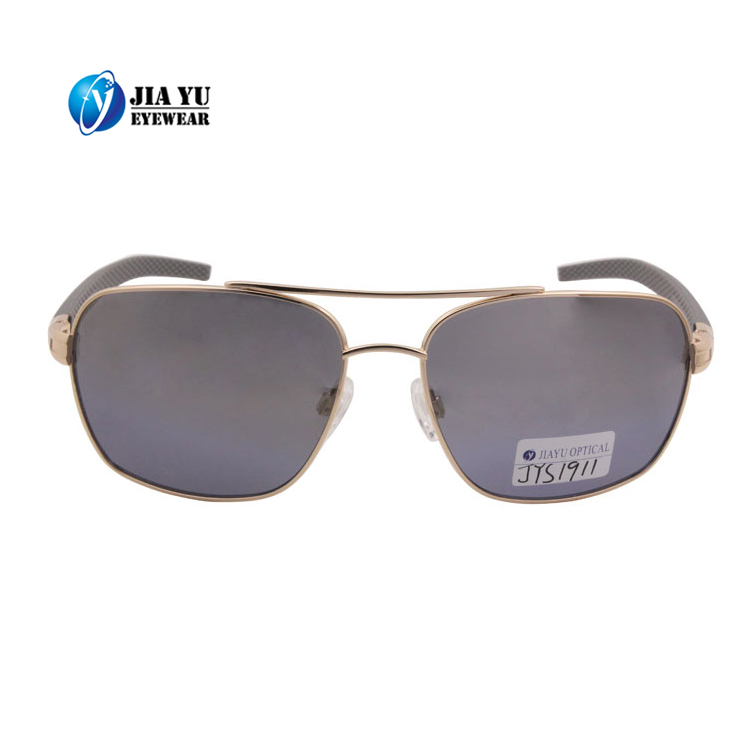 Fashion Protection Double Bridge UV400 Polarized Rubber Temples Polarized Metal Sunglasses