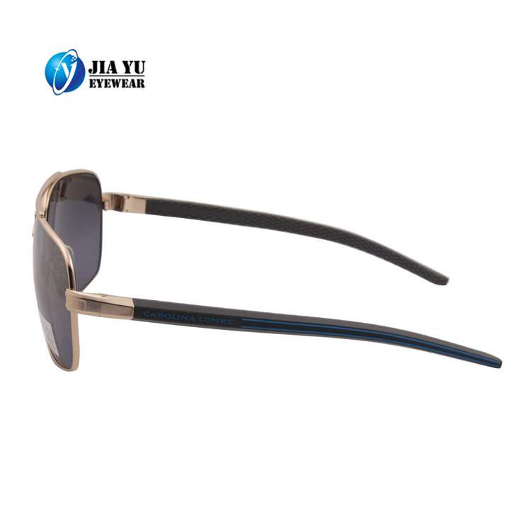 Fashion Protection Double Bridge UV400 Polarized Rubber Temples Polarized Metal Sunglasses