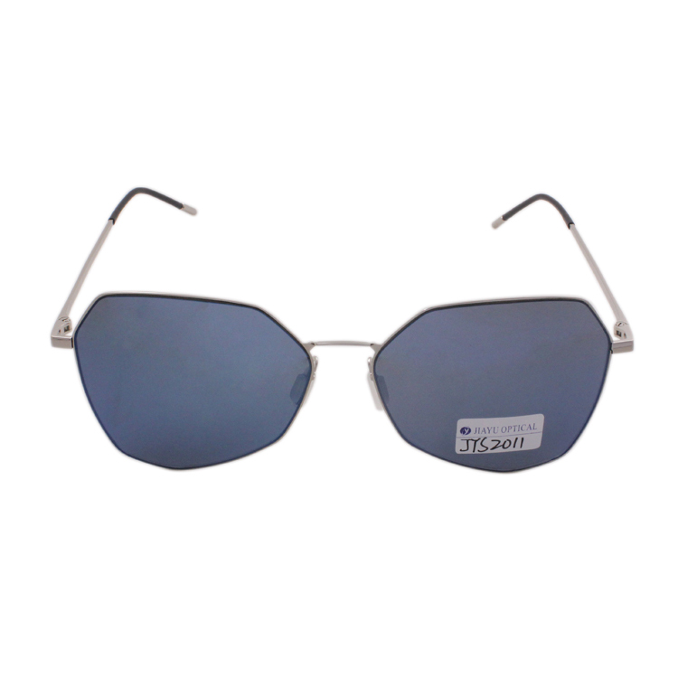 Fashionable Special Shape Blue Mirror Metal Sunglasses Polarized