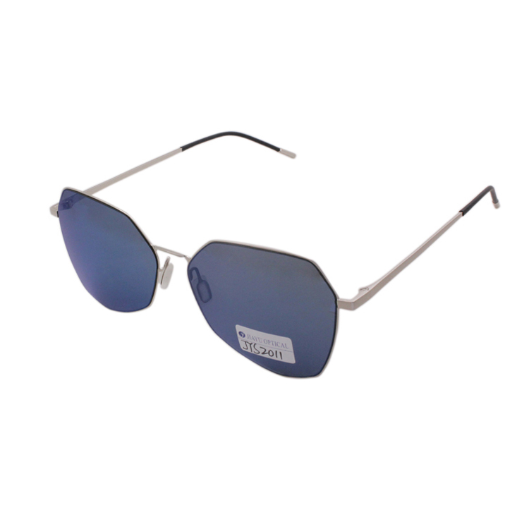 Fashionable Special Shape Blue Mirror Metal Sunglasses Polarized