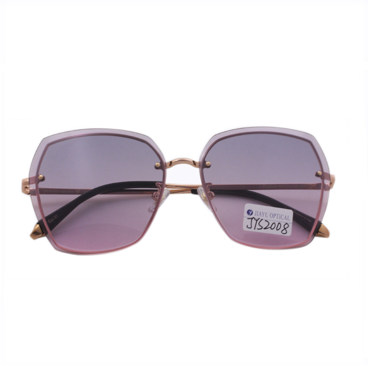 Handmade Gold Frame Purple Gradient Diamond Edges Metal Sunglasses For Women