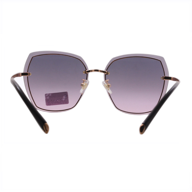 Handmade Gold Frame Purple Gradient Diamond Edges Metal Sunglasses For Women