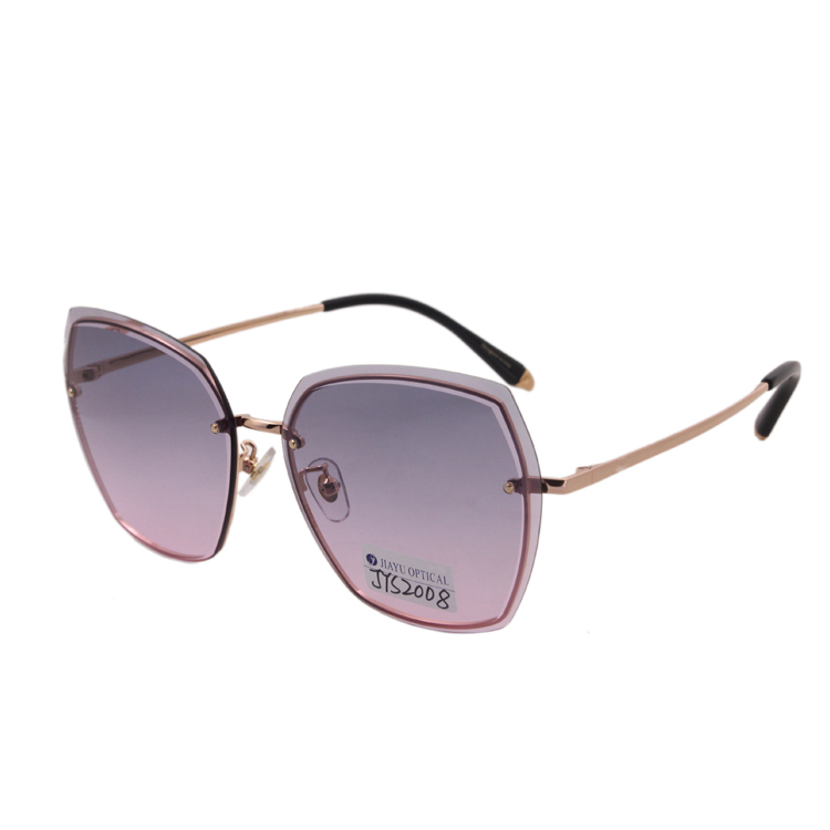 Handmade Gold Frame Purple Gradient Diamond Edges Metal Sunglasses For Women